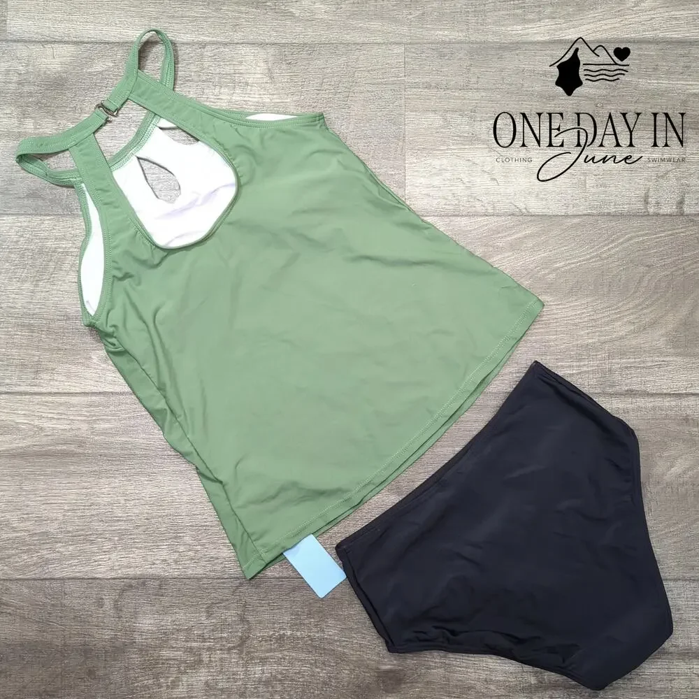 Yonique High Neck Tankini Swimsuit Size S